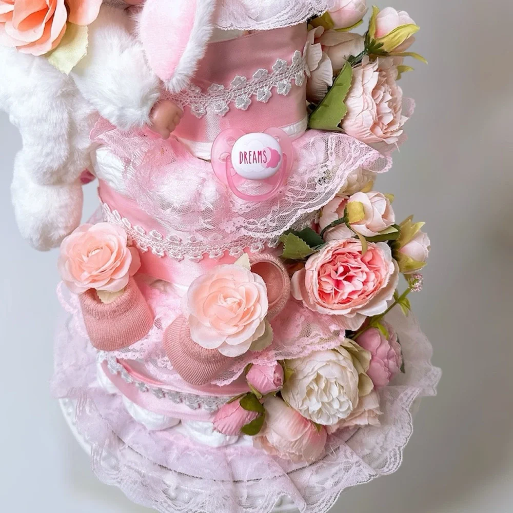 Bunny Diaper Cake, Flowers Diaper cake